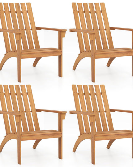 Giantex Adirondack Chair Acacia Wood Fire Pit Chairs w/Inclined Seat(1/2/4)