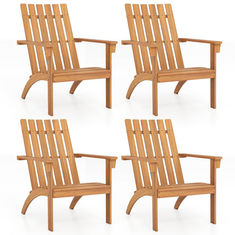 Giantex Adirondack Chair Acacia Wood Fire Pit Chairs w/Inclined Seat(1/2/4)