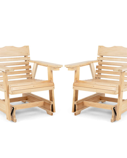 Giantex Outdoor Glider Rocking Chair - Set of 2 Wood Porch Rocker