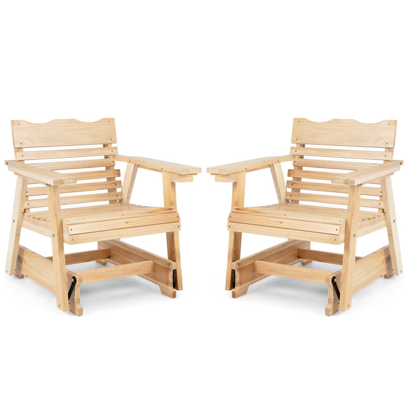 Giantex Outdoor Glider Rocking Chair - Set of 2 Wood Porch Rocker
