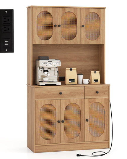 Buffet de Cuisine Giantex 180 cm, Armoire de Rangement Bohème