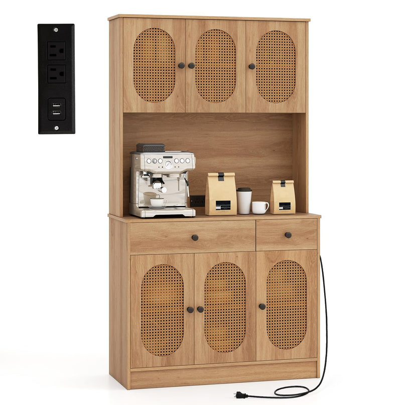 Giantex Kitchen Hutch 71" Tall Boho Pantry Cabinet