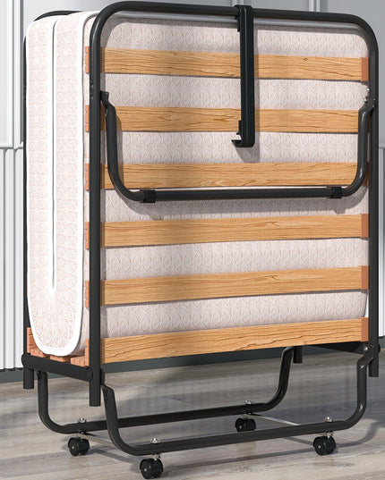 Giantex Folding Bed with Mattress - Single Cot Foldable Bed with 4" Mattress for Adults