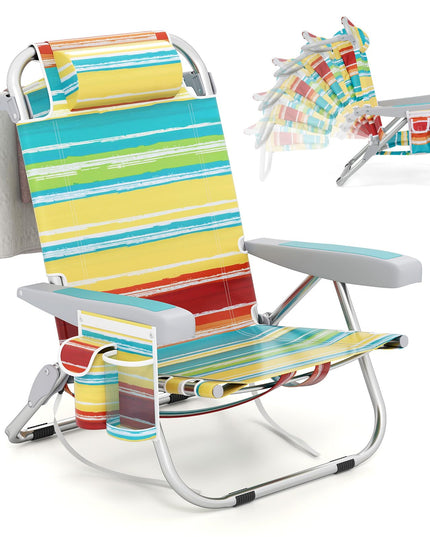 Giantex Backpack Beach Chair - Foldable Camping Chair with 5 Adjustable Position