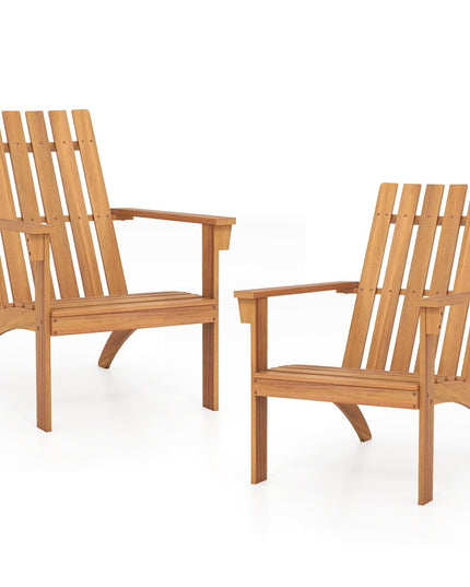 Giantex Adirondack Chair Acacia Wood Fire Pit Chairs w/Inclined Seat(1/2/4)