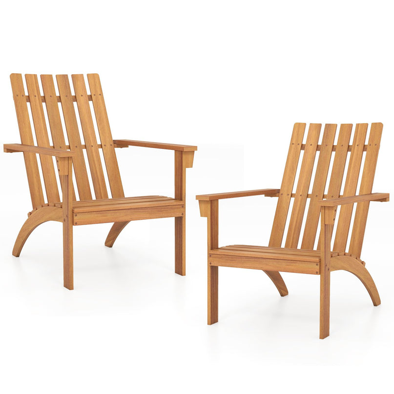 Giantex Adirondack Chair Acacia Wood Fire Pit Chairs w/Inclined Seat(1/2/4)