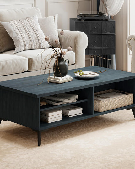 Giantex Mid Century Modern Coffee Table with Storage Shelves