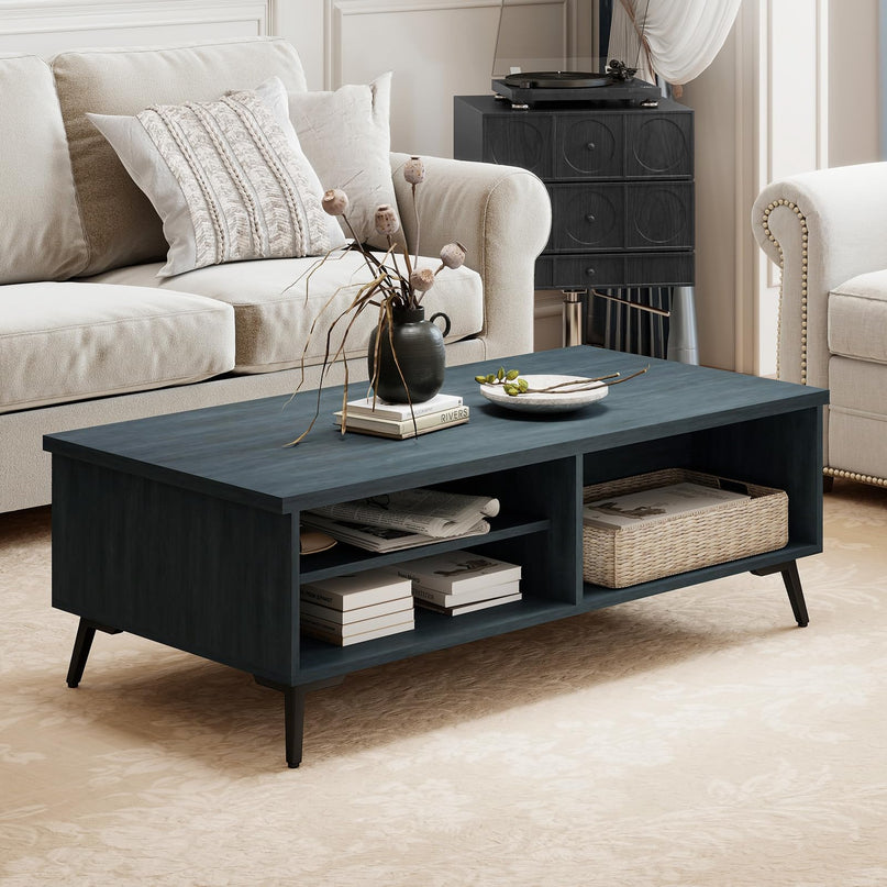 Giantex Mid Century Modern Coffee Table with Storage Shelves