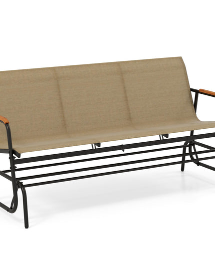 Giantex 3-Person Swing Gliding Loveseat with Curved Teak Armrests