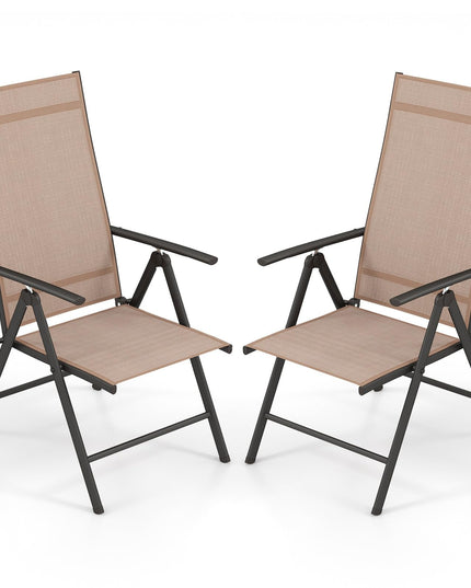 Giantex Folding Patio Chairs, High Back Outdoor Chairs with 7-Level Adjustable High Backrest
