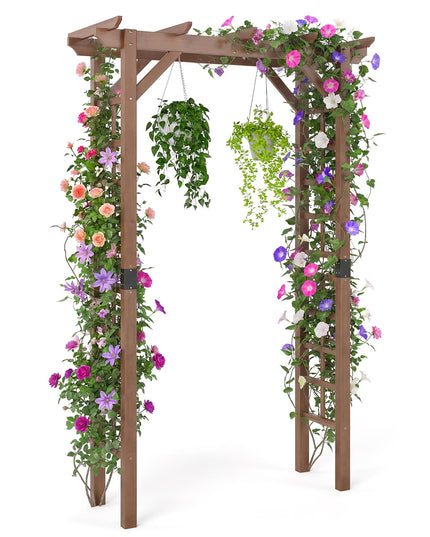 Arche de jardin en bois Giantex 7FT, tonnelle en bois, arche de mariage pour cérémonie ou fête