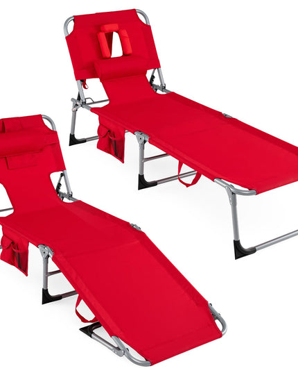 Chaise longue de plage pliante Giantex Face Down avec dossier réglable à 4 positions (1/2)