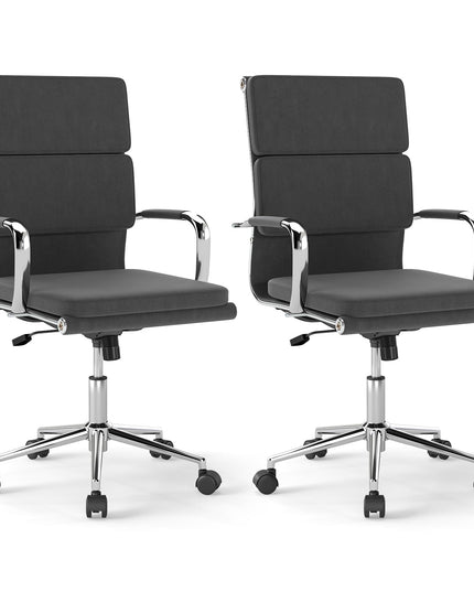 Giantex Ergonomic Office Chairs Mid Back Fabric Desk Chairs with Armrest