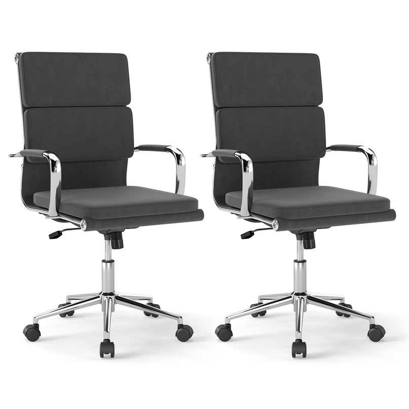 Giantex Ergonomic Office Chairs Mid Back Fabric Desk Chairs with Armrest