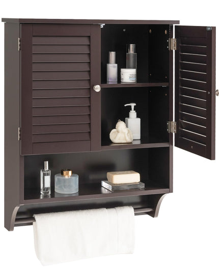 Giantex Bathroom Cabinet Wall Mounted - Hanging Medicine Cabinet with 2 Louvered Doors