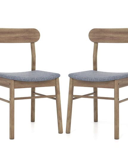 Giantex Fabric Upholstered Wooden Dining Chairs Set w/Padded Curved Seat
