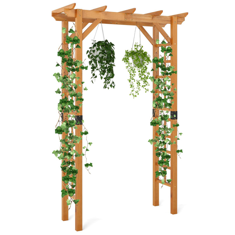 Giantex 7FT Wood Garden Arbor Trellis Wooden Wedding Arch for Ceremony Party