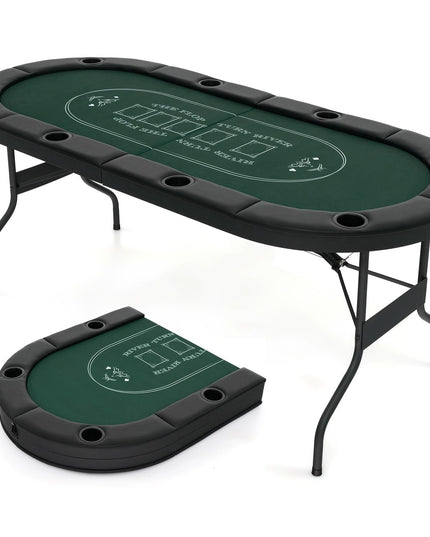 Giantex 8 Player Poker Table Foldable, 72" Portable Folding Texas Holdem Poker Tables w/Padded Rails