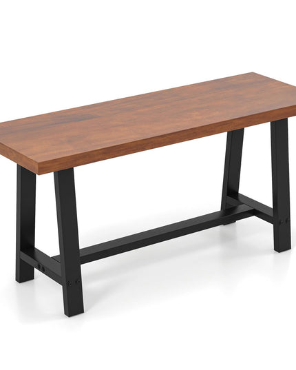 Giantex 40” Wood Dining Bench, 2 Person Entryway Shoe Bench with Metal Frame, Rectangular End of Bed Bench