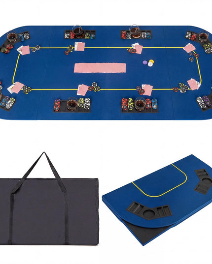 Giantex 79 x 36 Inch Poker Table Top | Foldable 8 Player Texas Holdem Poker Table Topper w/Carry Bag