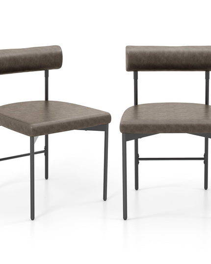 Giantex Dining Chairs, Faux Leather Upholstered Kitchen Side Chair with Padded Backrest and Cushion, Metal Legs