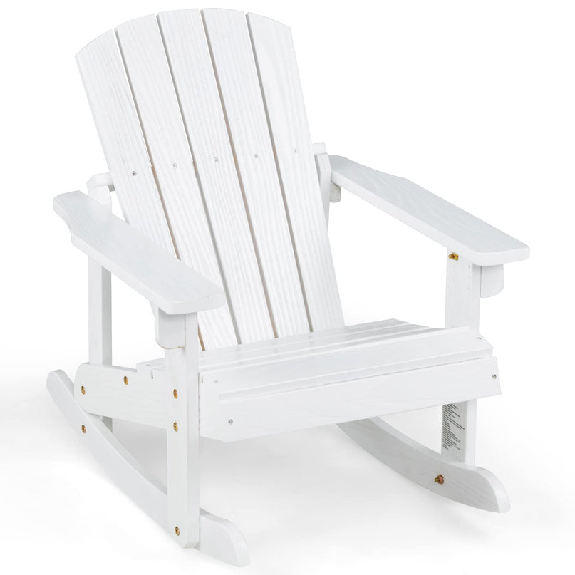 Giantex Wooden Adirondack Rocking Chair - Kids Outdoor Adirondack Rocker with Slatted seat, Smooth Rocking Feet