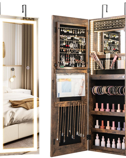 CHARMAID LED Mirror Jewelry Cabinet