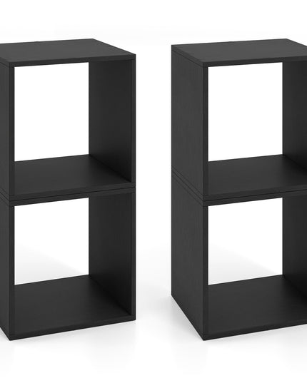 Giantex 2/4 Cube Bookshelf Organizer, 2-Tier Stackable Cube Storage Organizer