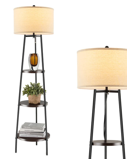 Giantex Floor Lamp with 3-Tier Shelves - Modern Standing Corner Floor Lamp