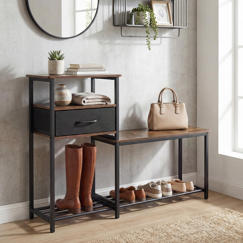 Giantex 3-Tier Shoe Storage Bench with Drawer & Metal Frame