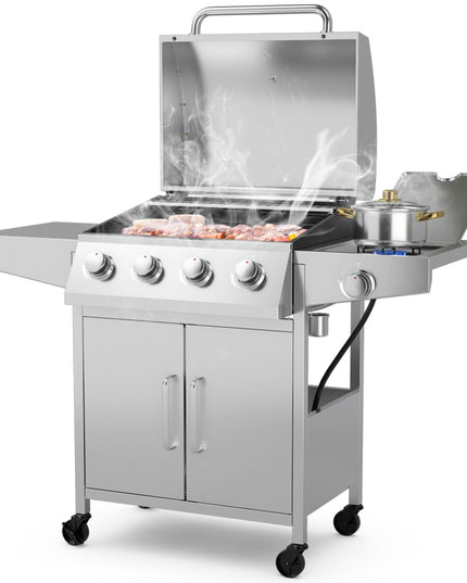 Giantex 4-Burner Propane Gas Grill with Side Burner