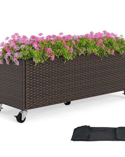 Giantex Set of 1/2 Wicker Raised Garden Bed with Wheels (38”x12”x14”)