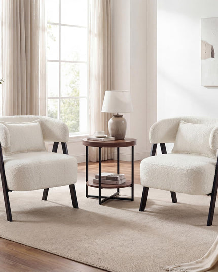 Fauteuil d'appoint en forme de tonneau Giantex avec revêtement en fausse fourrure de lapin (1/2)