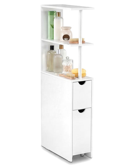 Giantex Meuble de rangement mince | Organisateur de salle de bain autoportant étroit avec étagères ouvertes