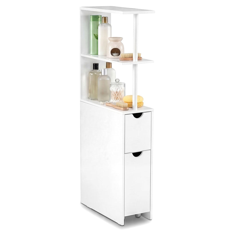 Giantex Meuble de rangement mince | Organisateur de salle de bain autoportant étroit avec étagères ouvertes