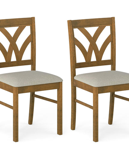Giantex Chaises de salle à manger en bois, lot de 2 ou 4, chaises de cuisine rembourrées de style rustique
