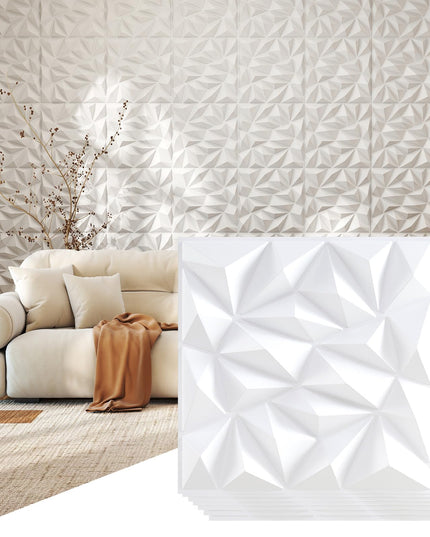 Giantex 20"x20" White PVC Decorative Wall Tiles with Diamond Pattern | 20/40 Pack 3D Wall Panels