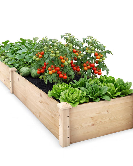 GIANTEX 95" Wooden Raised Garden Bed, Rectangular Planter Box(95” x 24” x 10”)