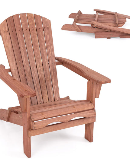Giantex Foldable Adirondack Chair Set of 1/2/4 - Folding Front Porch Chairs with High Back, Wide Armrests, 400 LBS Max Load