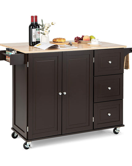 Giantex Kitchen Island Cart with Drop-Leaf Tabletop