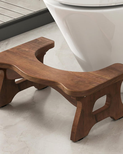 Giantex Teak Wood Toilet Stool - 7" Bathroom Squatting Stool