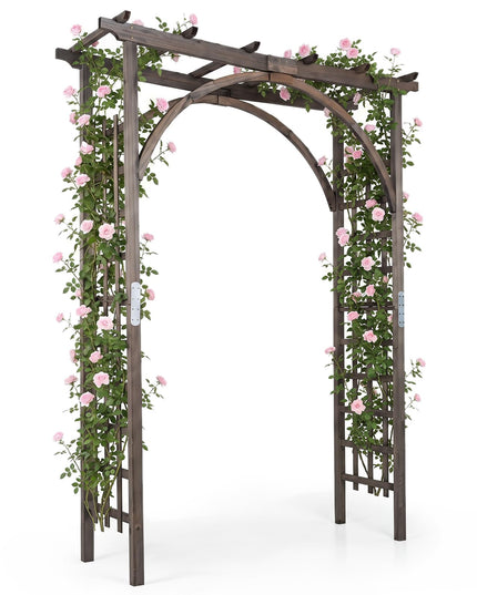Giantex 213 cm Garden Arch Trellis with Flat Top for Climbing Plants