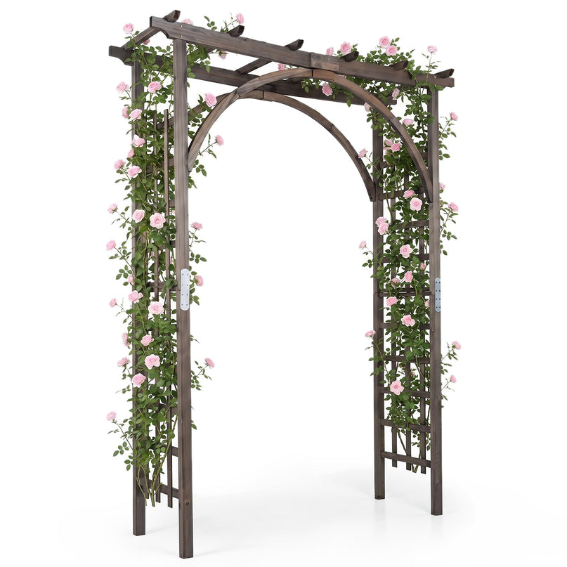 Giantex 213 cm Garden Arch Trellis with Flat Top for Climbing Plants