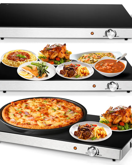 Giantex 2 Packs Electric Warming Tray, 22''x15'' Hot Plate with Adjustable Temperature Control