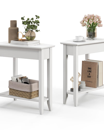 Triangle Side Table with Storage Shelf - Giantex