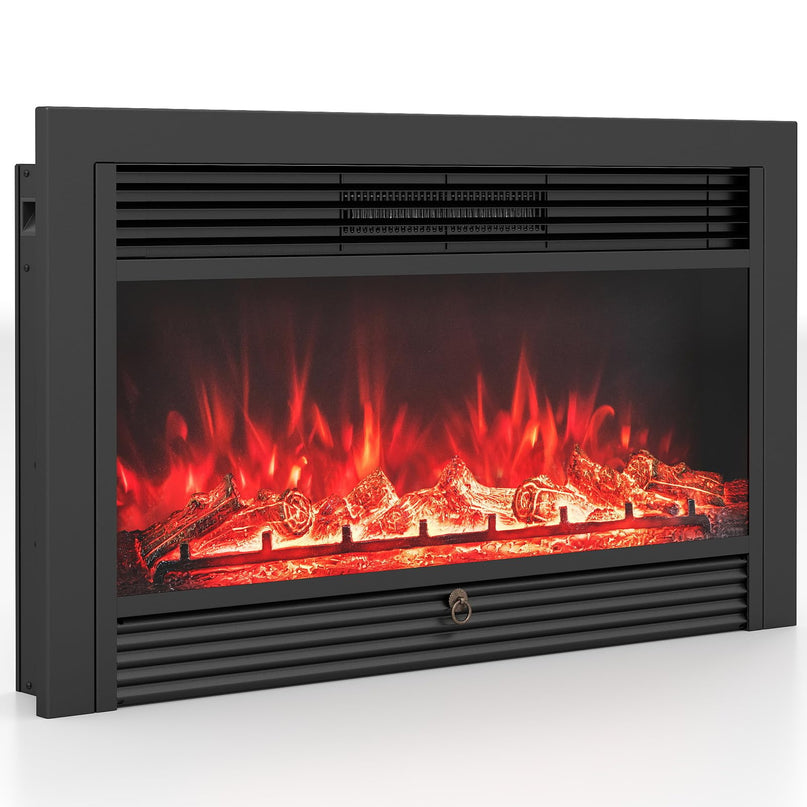 Giantex Insert de cheminée électrique encastrable/mural de 84 cm avec chauffage 750/1500 W
