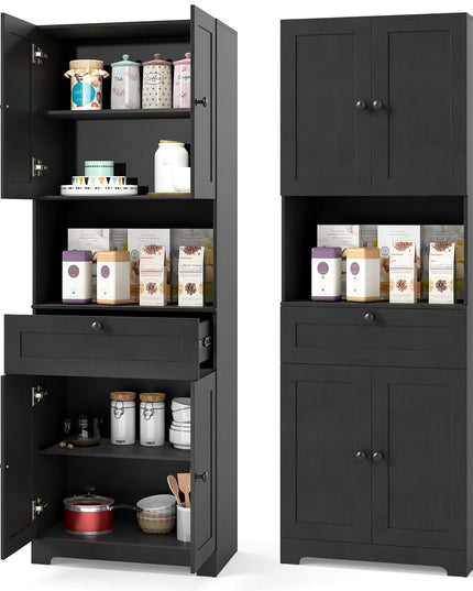 Armoire de Cuisine Autoportante Moderne Giantex de 171 cm de Haut avec 4 Portes et 1 Tiroir