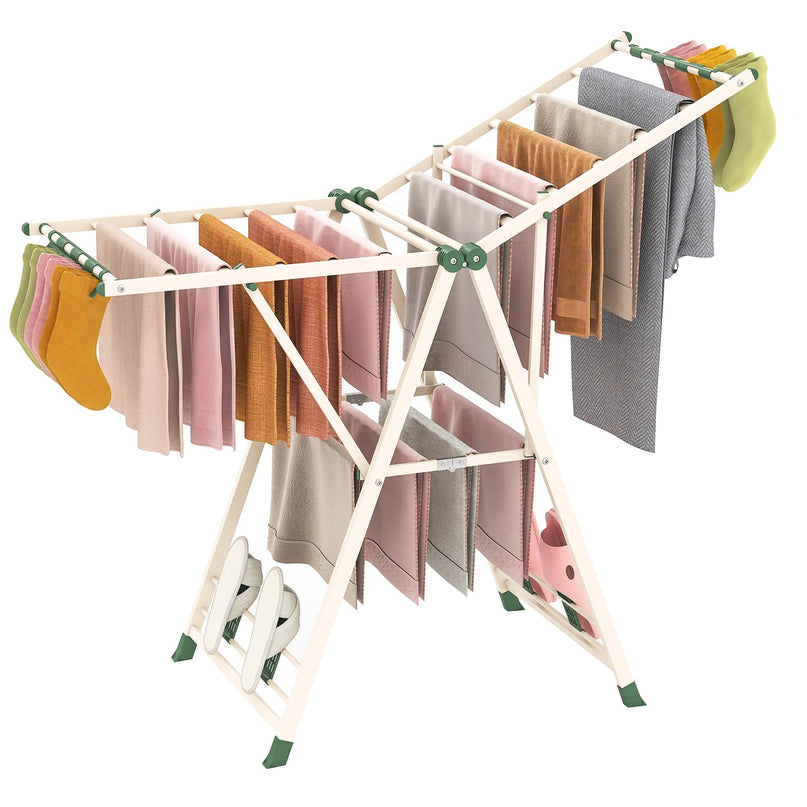 Giantex Séchoir à linge pliable en métal (141 cm L x 99-147 cm H)