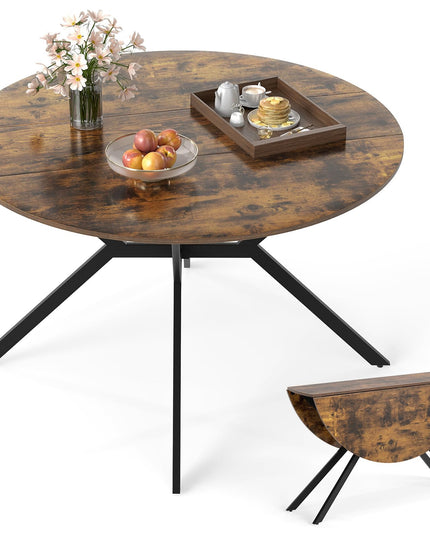 Table à manger pliante Giantex pour 4-6 personnes, ronde 47", avec abattants