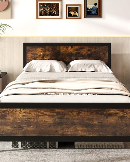 Giantex Metal Platform Bed Frame with Wood Headboard and Footboard